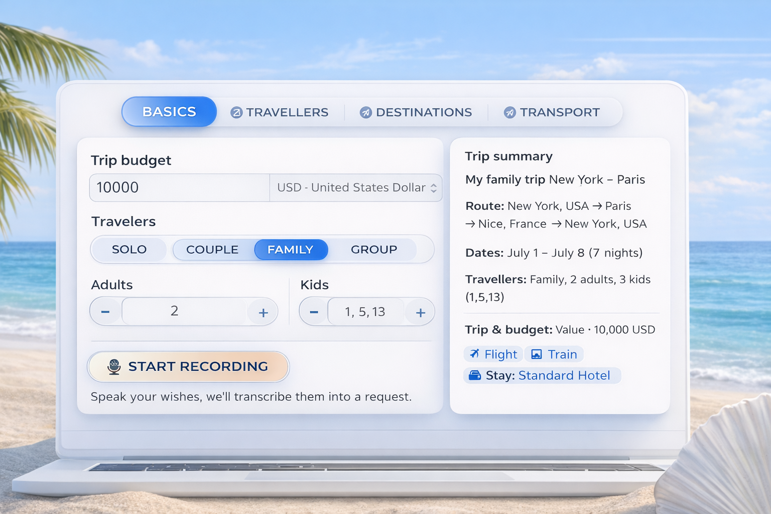 Globe2See travel planning tool for comparing route and budget options before booking