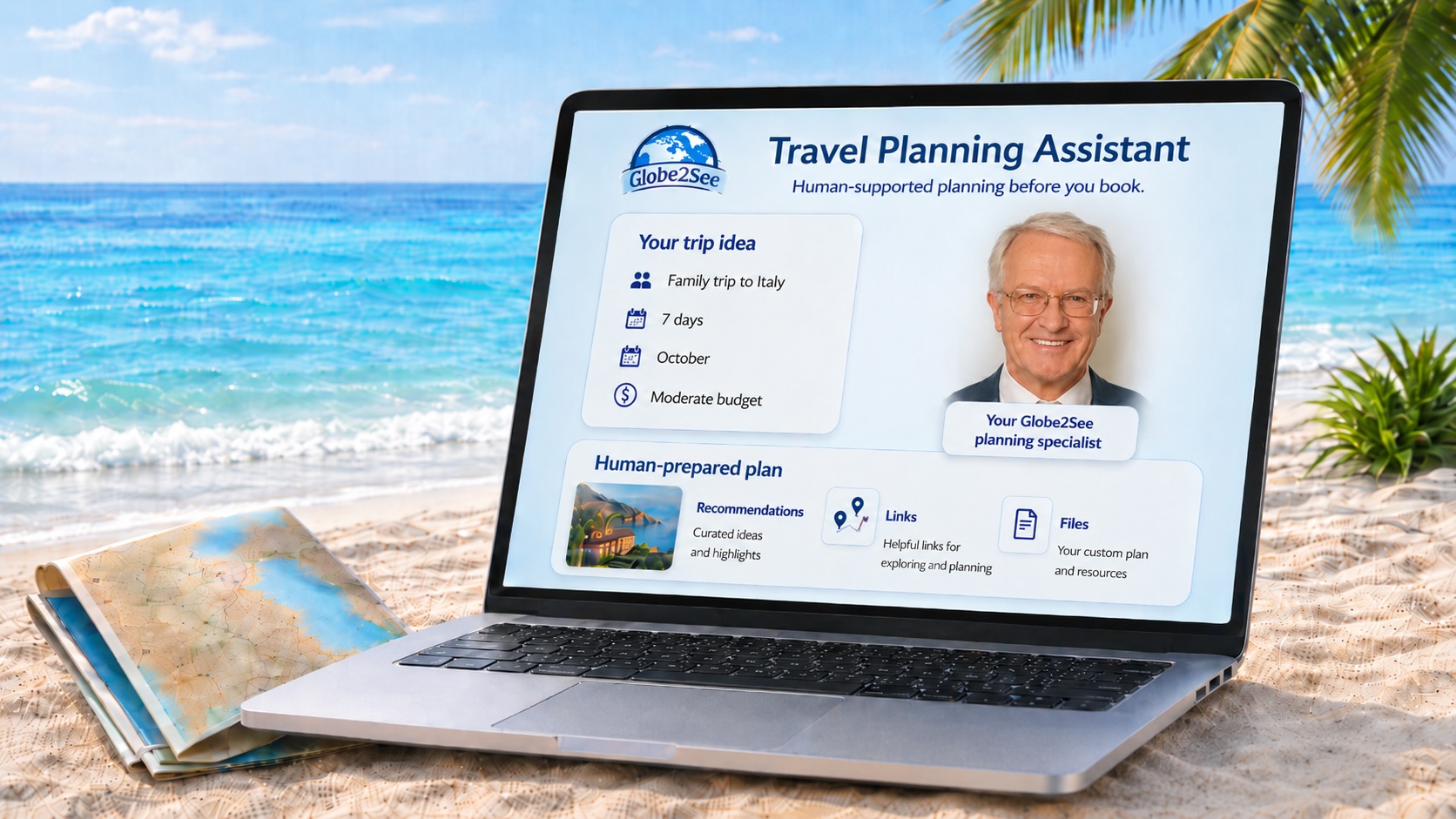 Globe2See Travel Planning Assistant laptop preview